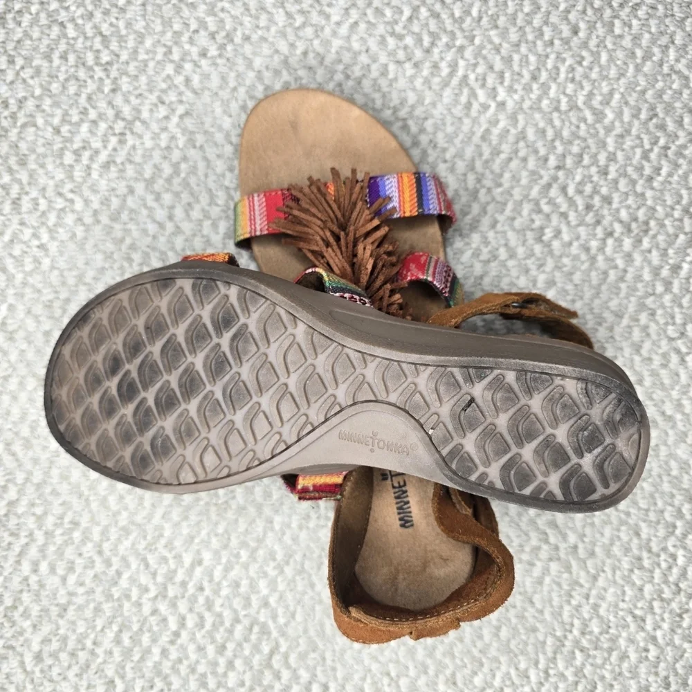 Minnetonka Desi Brown Sandals with Colorful Accents 8